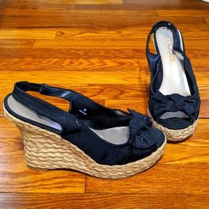 Black slingback wedges